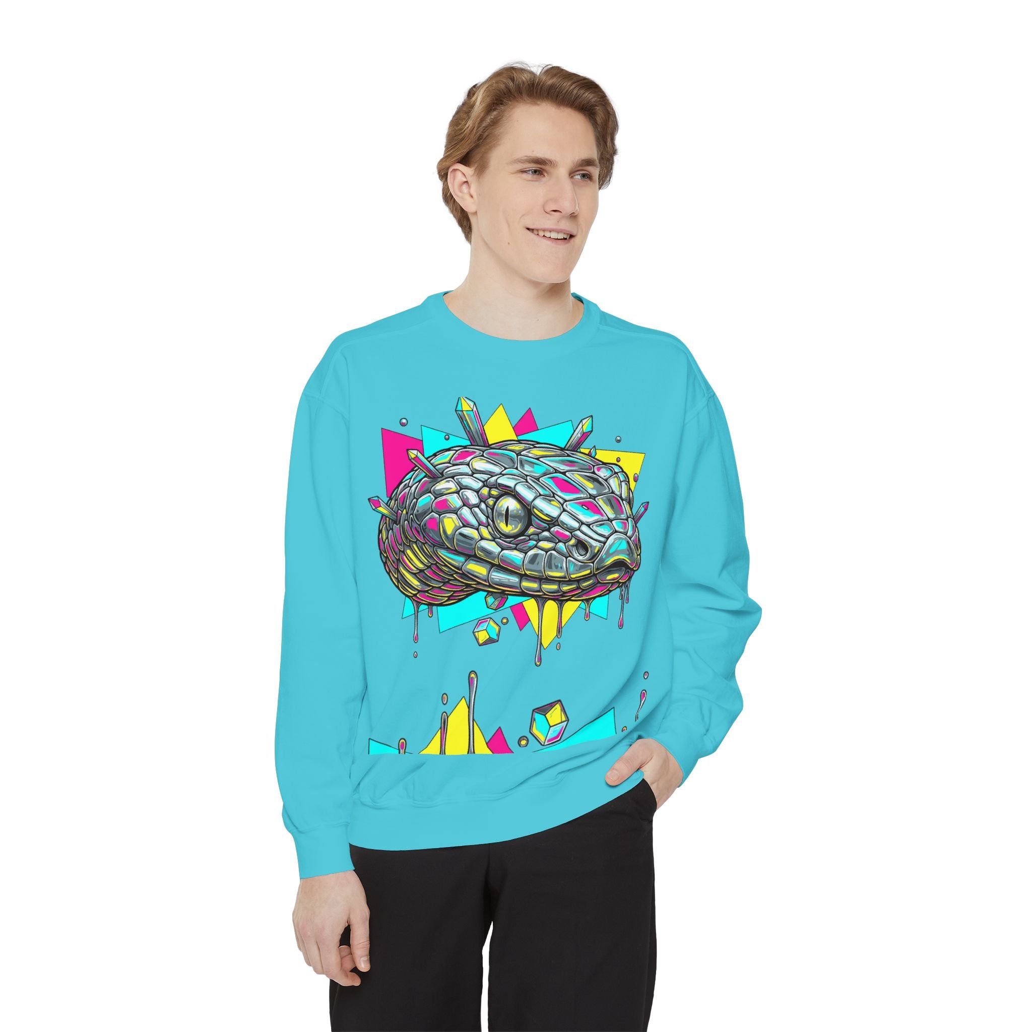 Retro Cyber Snake Sweatshirt — Neon City Graphic Crewneck