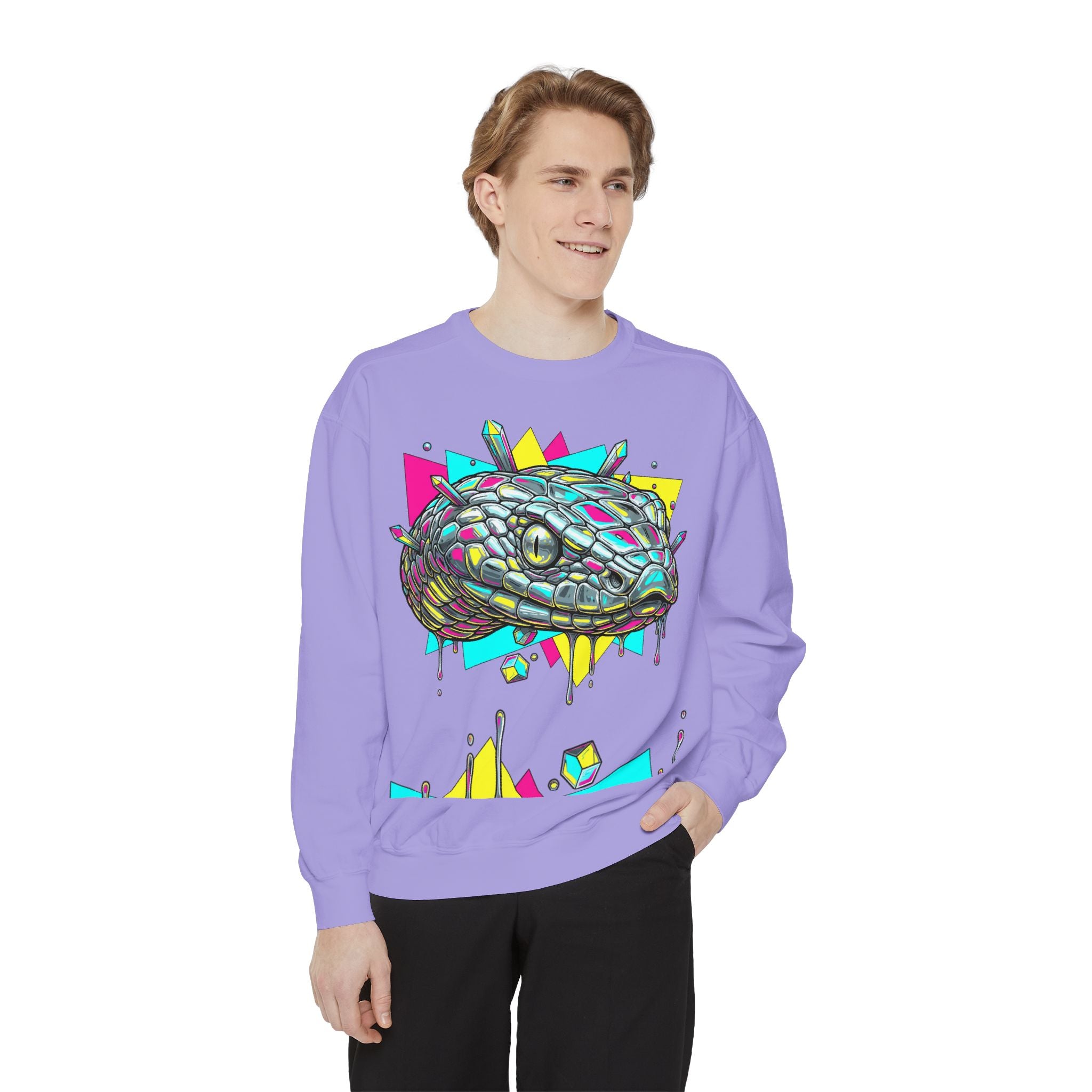 Retro Cyber Snake Sweatshirt — Neon City Graphic Crewneck