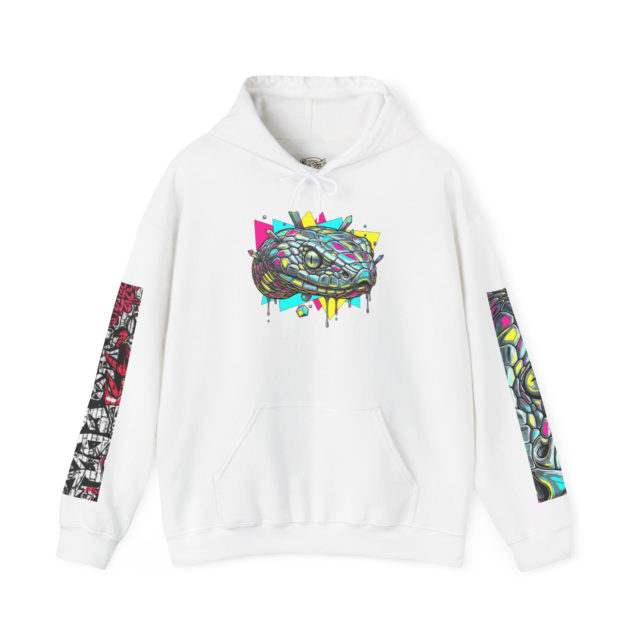 Tiger Portrait Hoodie — Geometric Vintage Tiger Graphic Pullover