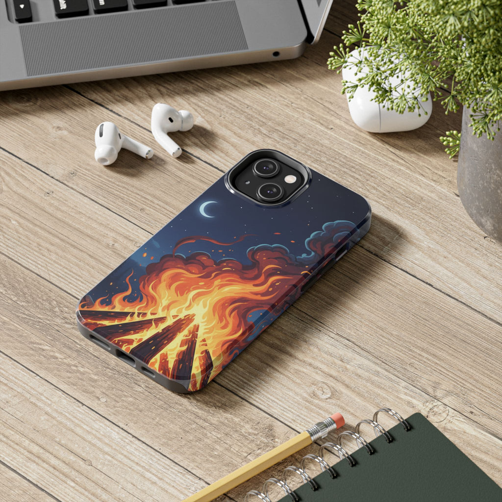 Bonfire Night Phone Case — Campfire Illustration Tough Phone Case