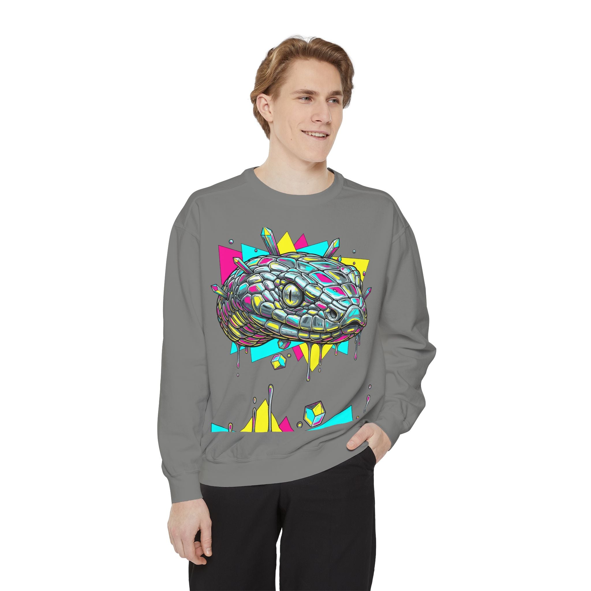 Retro Cyber Snake Sweatshirt — Neon City Graphic Crewneck