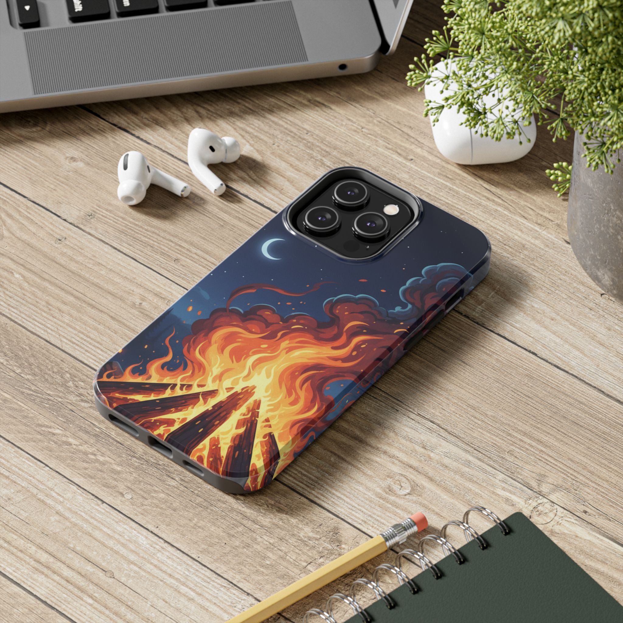 Bonfire Night Phone Case — Campfire Illustration Tough Phone Case