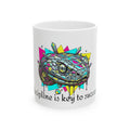 Snake Head Ceramic Mug — Colorful Geometric Art with “Discipline is Key to Success” Quote