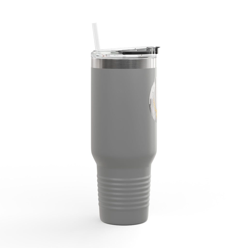 40oz Insulated Travel Mug — Gold Chain Grizzly Bear Design