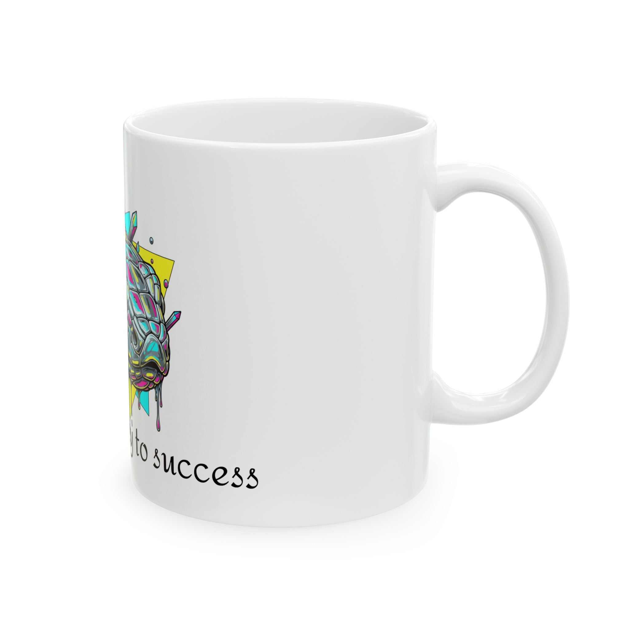 Snake Head Ceramic Mug — Colorful Geometric Art with “Discipline is Key to Success” Quote