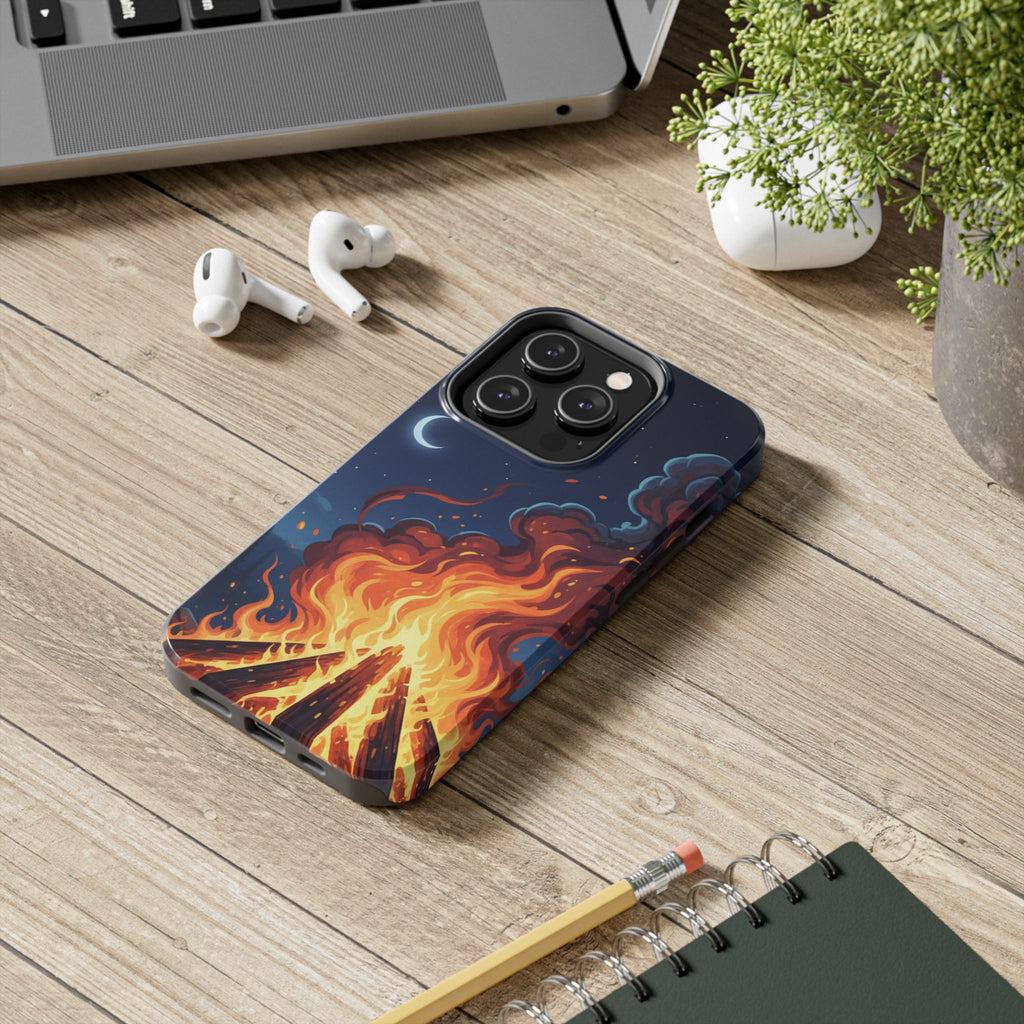 Bonfire Night Phone Case — Campfire Illustration Tough Phone Case