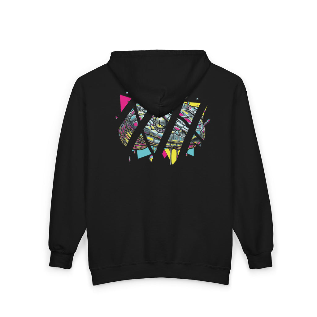 Graffiti Skull Full-Zip Hoodie — Urban Street Art Zip-Up Sweatshirt