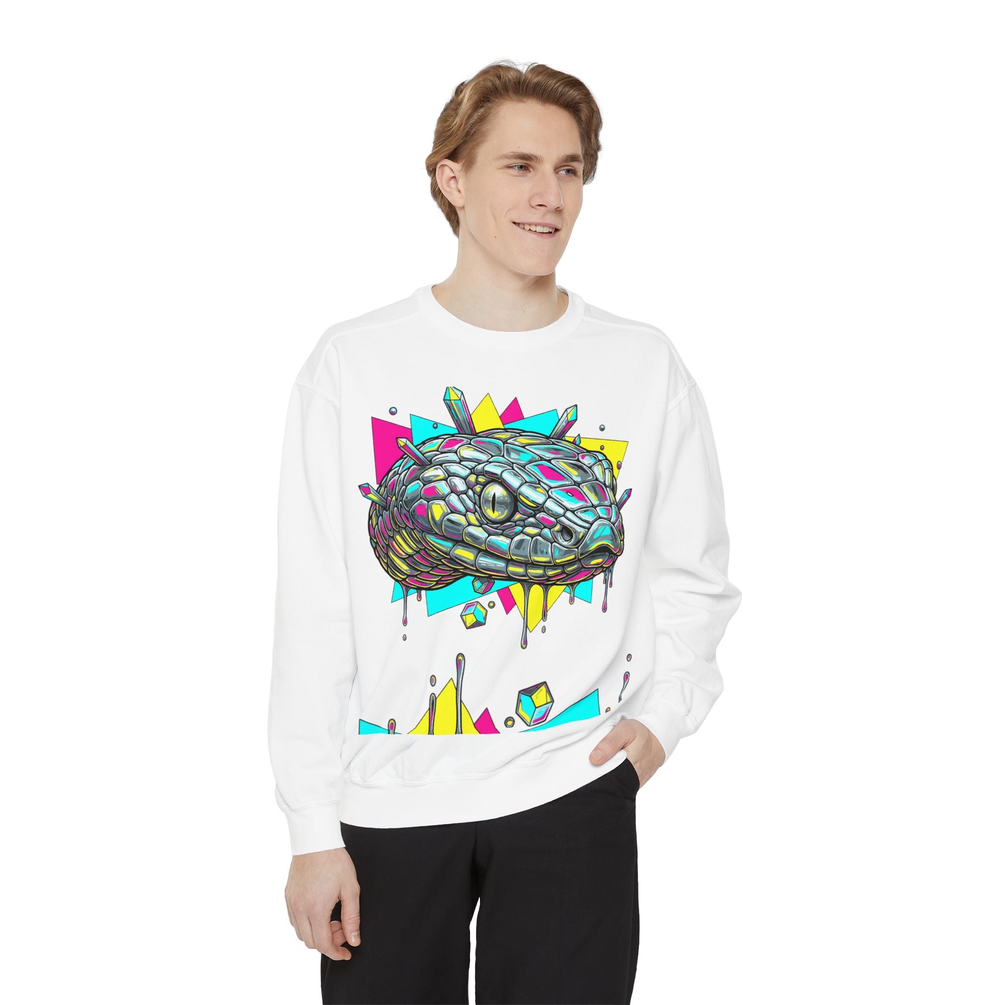 Retro Cyber Snake Sweatshirt — Neon City Graphic Crewneck