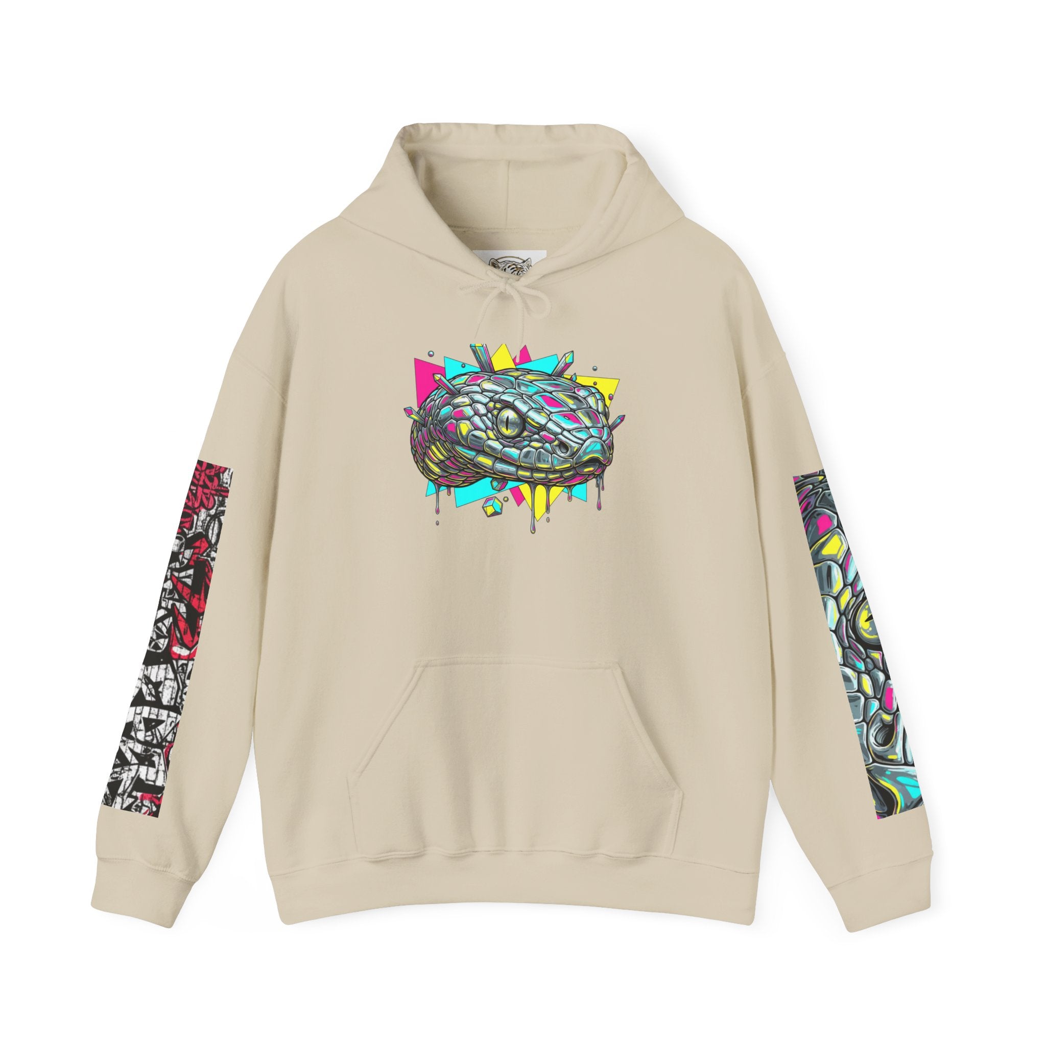 Tiger Portrait Hoodie — Geometric Vintage Tiger Graphic Pullover