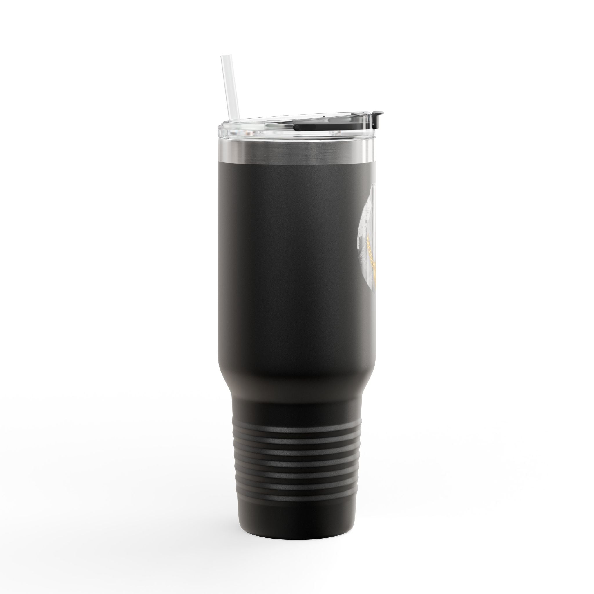 40oz Insulated Travel Mug — Gold Chain Grizzly Bear Design