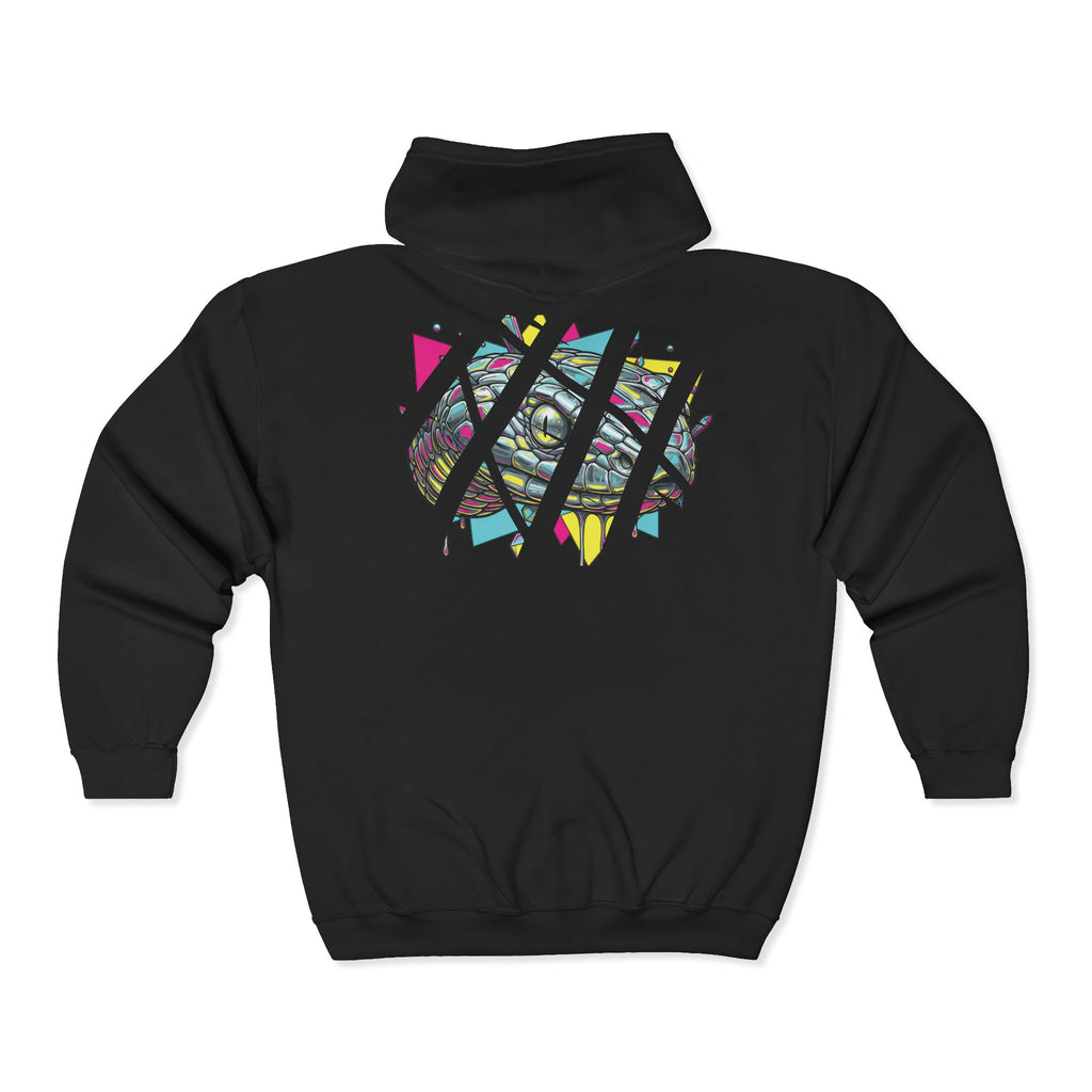 Graffiti Skull Full-Zip Hoodie — Urban Street Art Zip-Up Sweatshirt